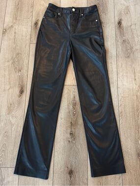 Express Black Faux Leather 90s Slim Super High Rise Straight-Leg Pants Size 0R